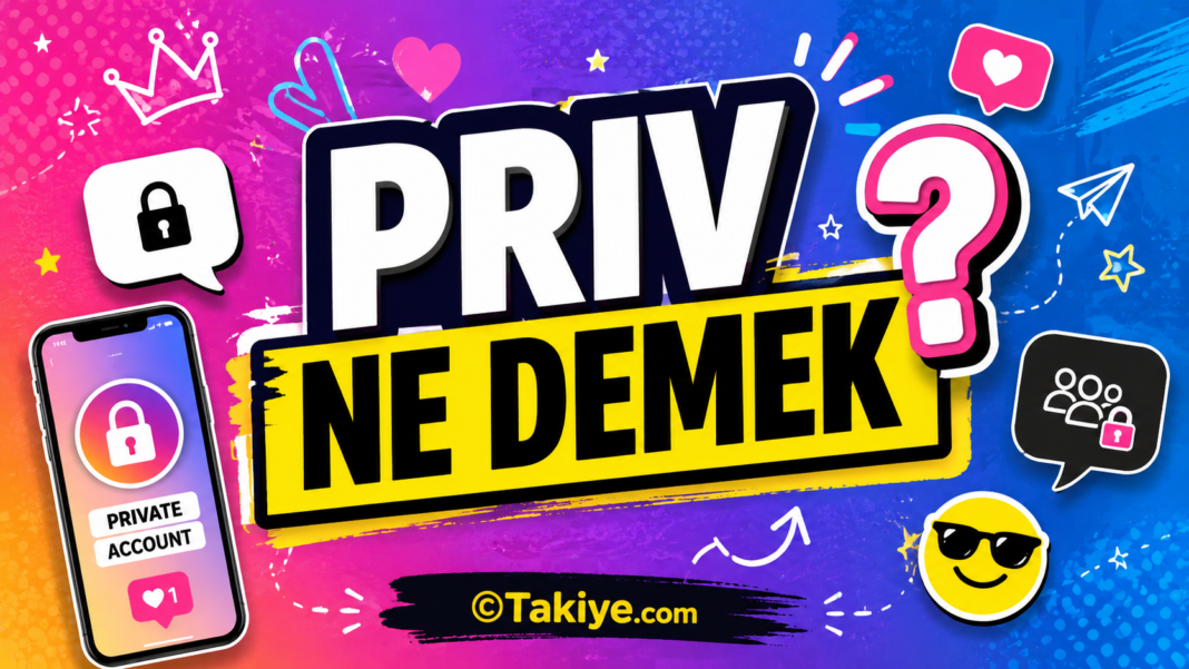 Priv ne demek konusunu anlatan renkli sosyal medya temalı görsel