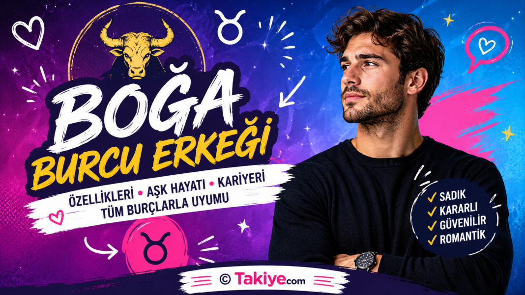 boğa burcu erkeği özellikleri ve diğer burçlarla uyumunu anlatan renkli burç rehberi kapak görseli