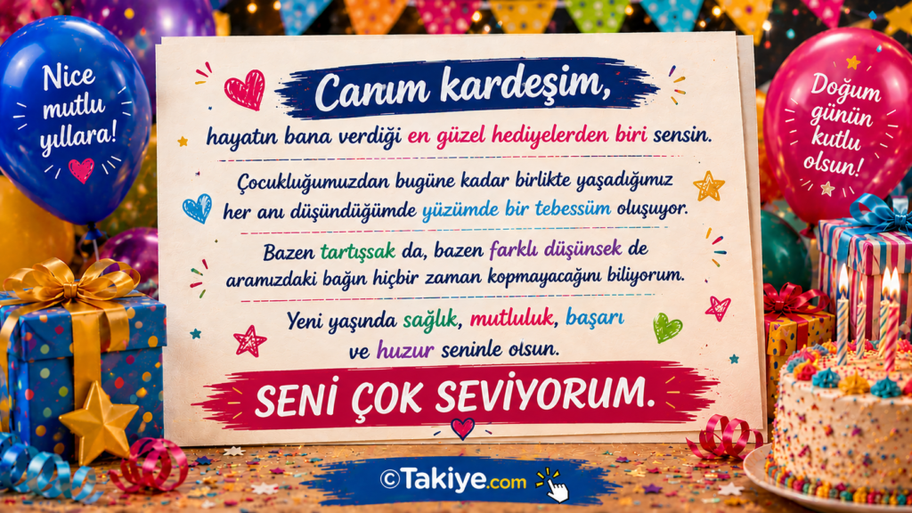Erkek Kardeşe Doğum Günü Mesajı: Duygusal, Komik, Uzun ve Anlamlı 600+ Mesaj Örneği erkek kardeşe doğum günü mesajı Canım kardeşim mesajı ve seni çok seviyorum yazılı erkek kardeşe doğum günü mesajı