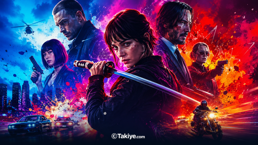 Netflix Suikastçı Filmleri: Aksiyon ve Gerilim Sevenler İçin İzlenmesi Gereken 21 Yapım Netflix suikastçı filmleri temsil eden aksiyon dolu karakterler ve neon renkli sinematik sahne