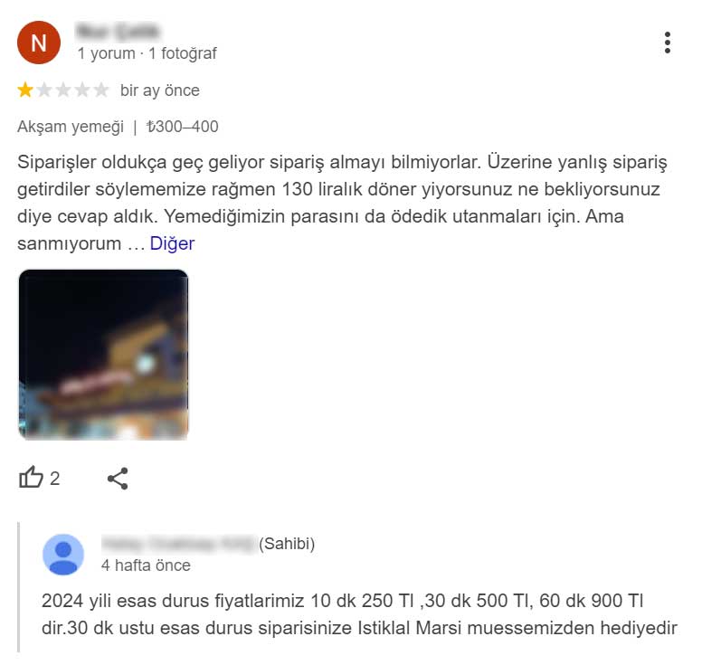 kaş ocakbaşı müşteri şikayetleri