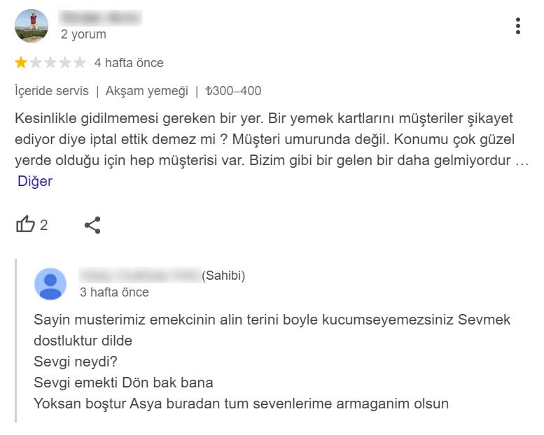 kaş ocakbaşı müşteri şikayetleri