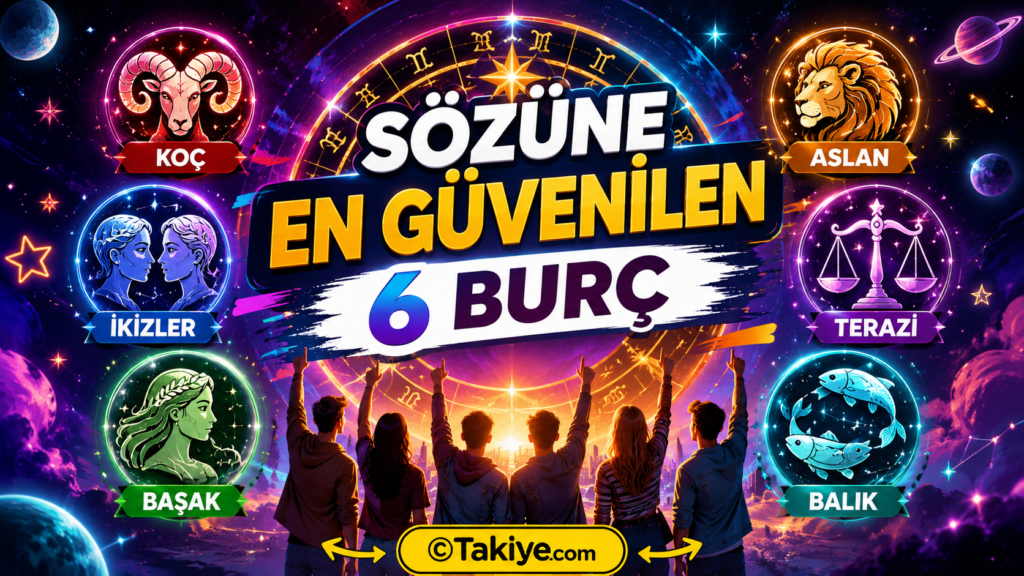 Sözüne En Çok Güvenilen Burçlar: Astrolojiye Göre En Etkili ve Güçlü 6 Burç sözüne en güvenilen burçlar Sözüne en güvenilen 6 burcu gösteren renkli ve modern astroloji temalı kapak görseli.